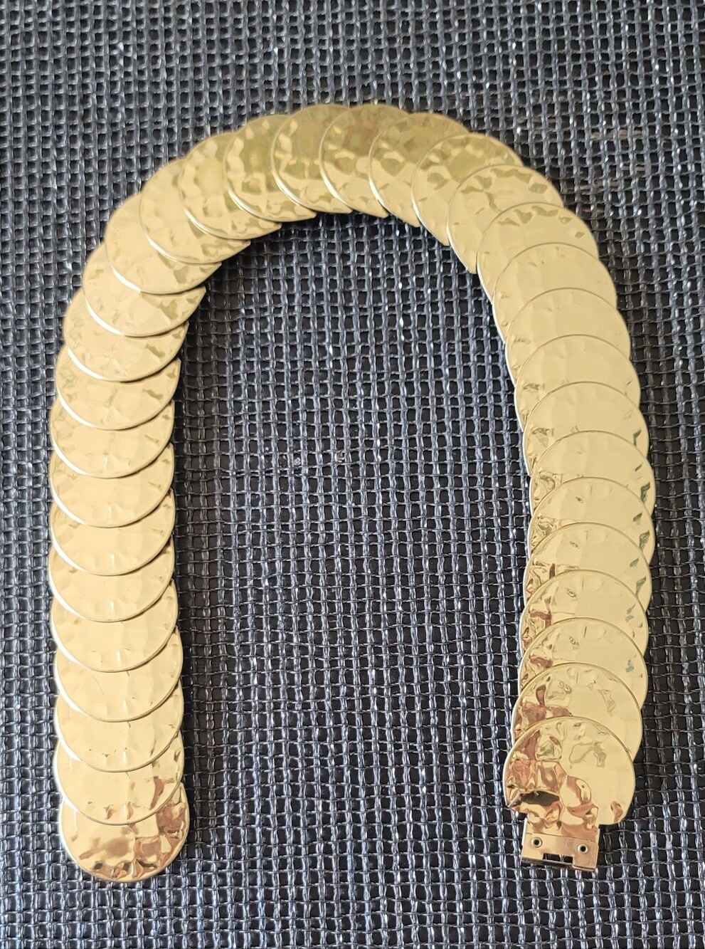 Gold Hammered Discs Link Stretch Belt
